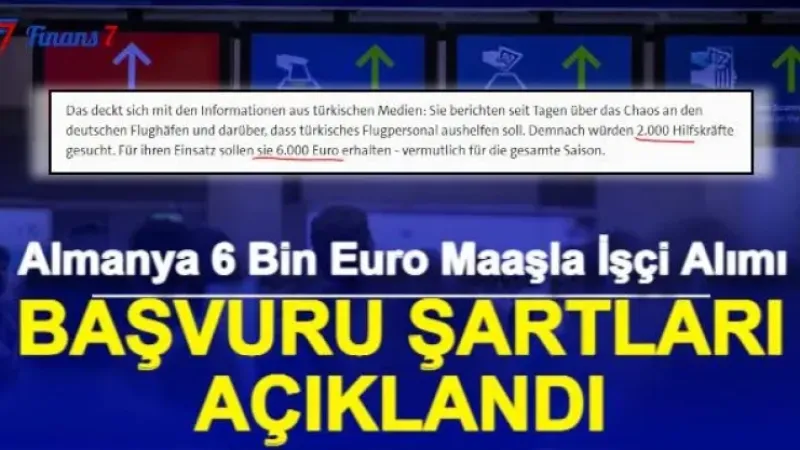 Almanya Havalimanı 6 Bin Euro Maaşla 2 Bin İşçi Alımı Başvuru Şartları ve İş Başvurusu Açıklandı 