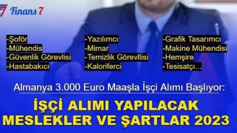 Almanya işçi, hemşire, mühendis, şoför, hastabakıcı, güvenlik görevlisi alımı başlıyor